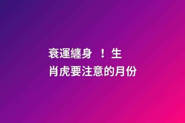 衰運纏身！生肖虎要注意的月份